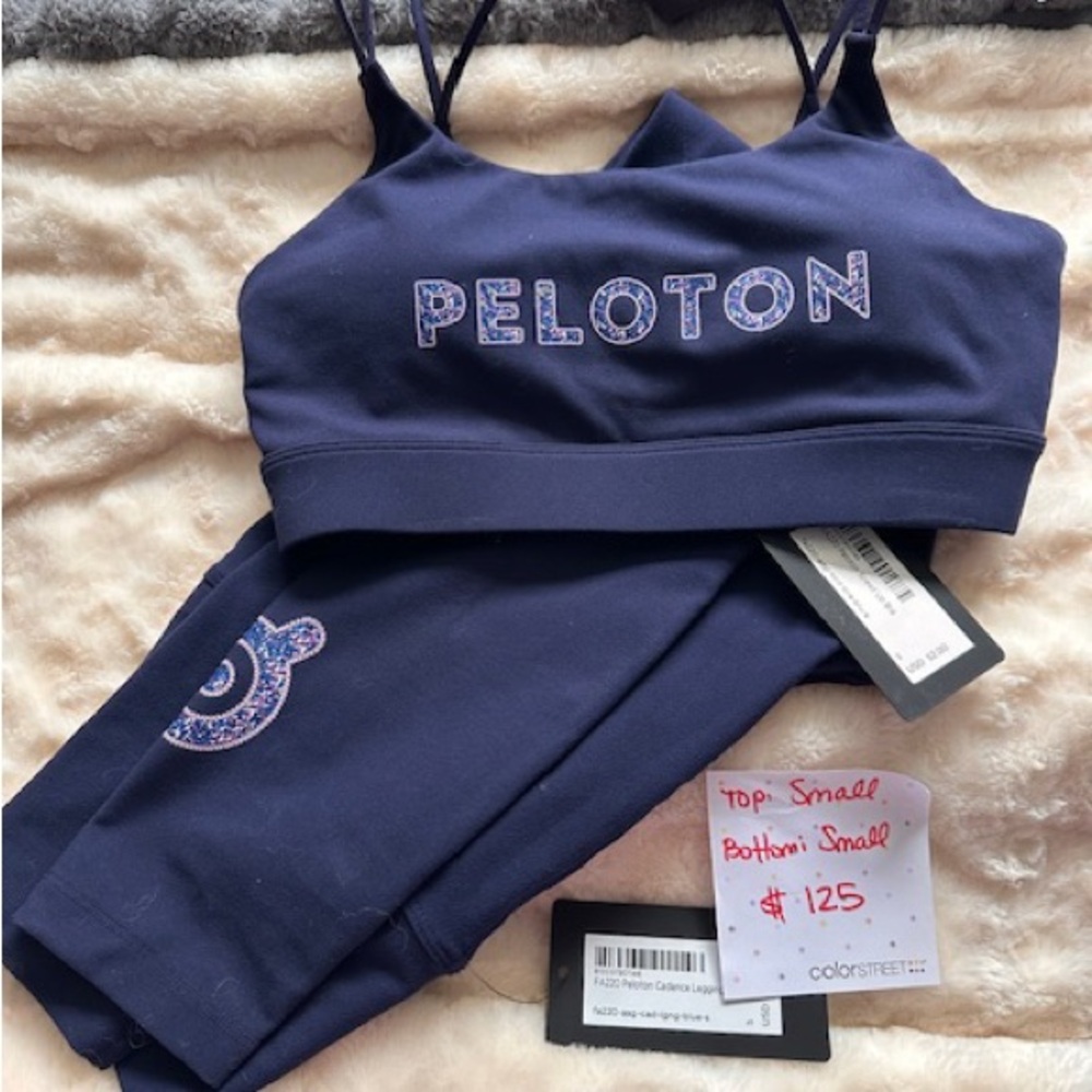 Peloton Women's Deep Blue Sports Bra and Leggings